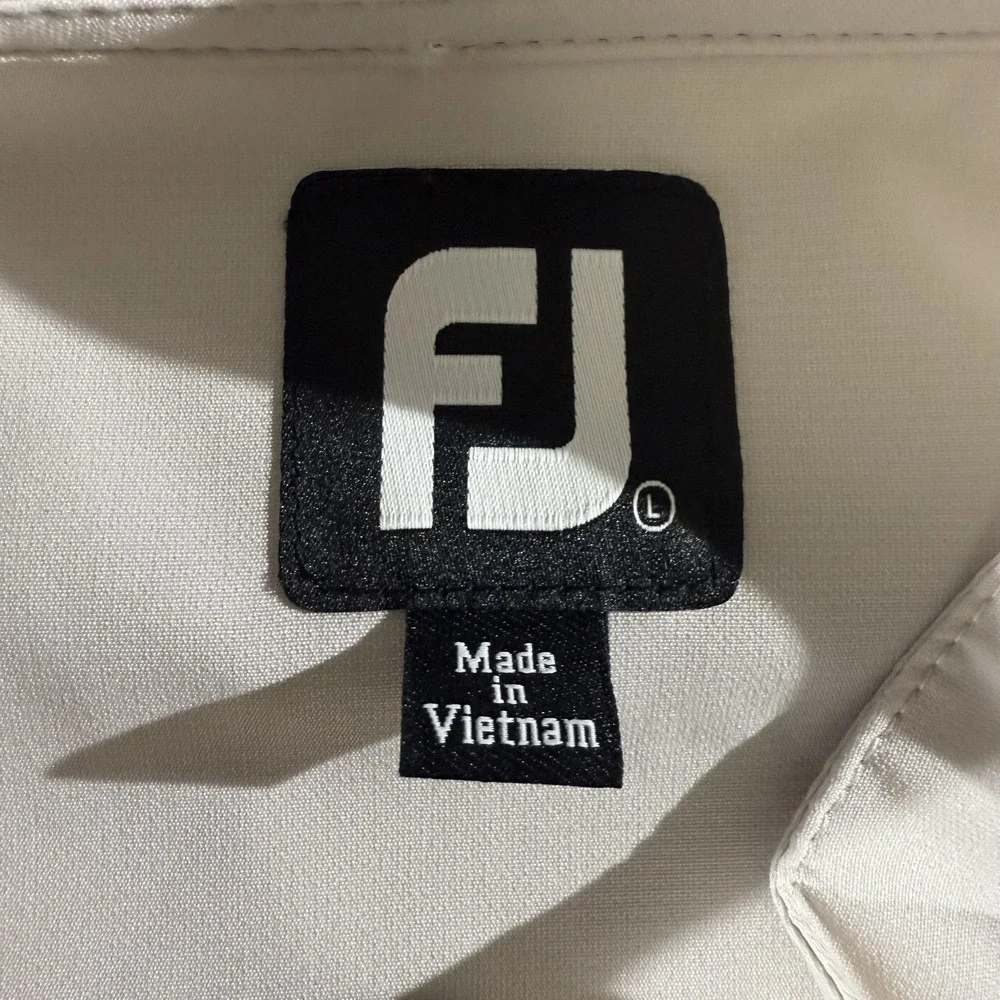 FootJoy Jacket Mens Large Beige Lost Key Golf Club Full Zip Pockets Windbreaker